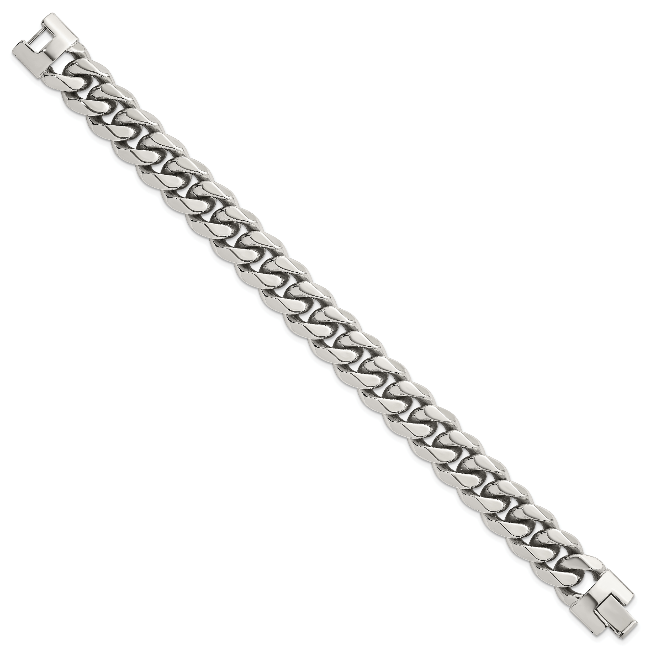 Polished Stainless Steel Curb Chain Bracelet 14mm Secondary image