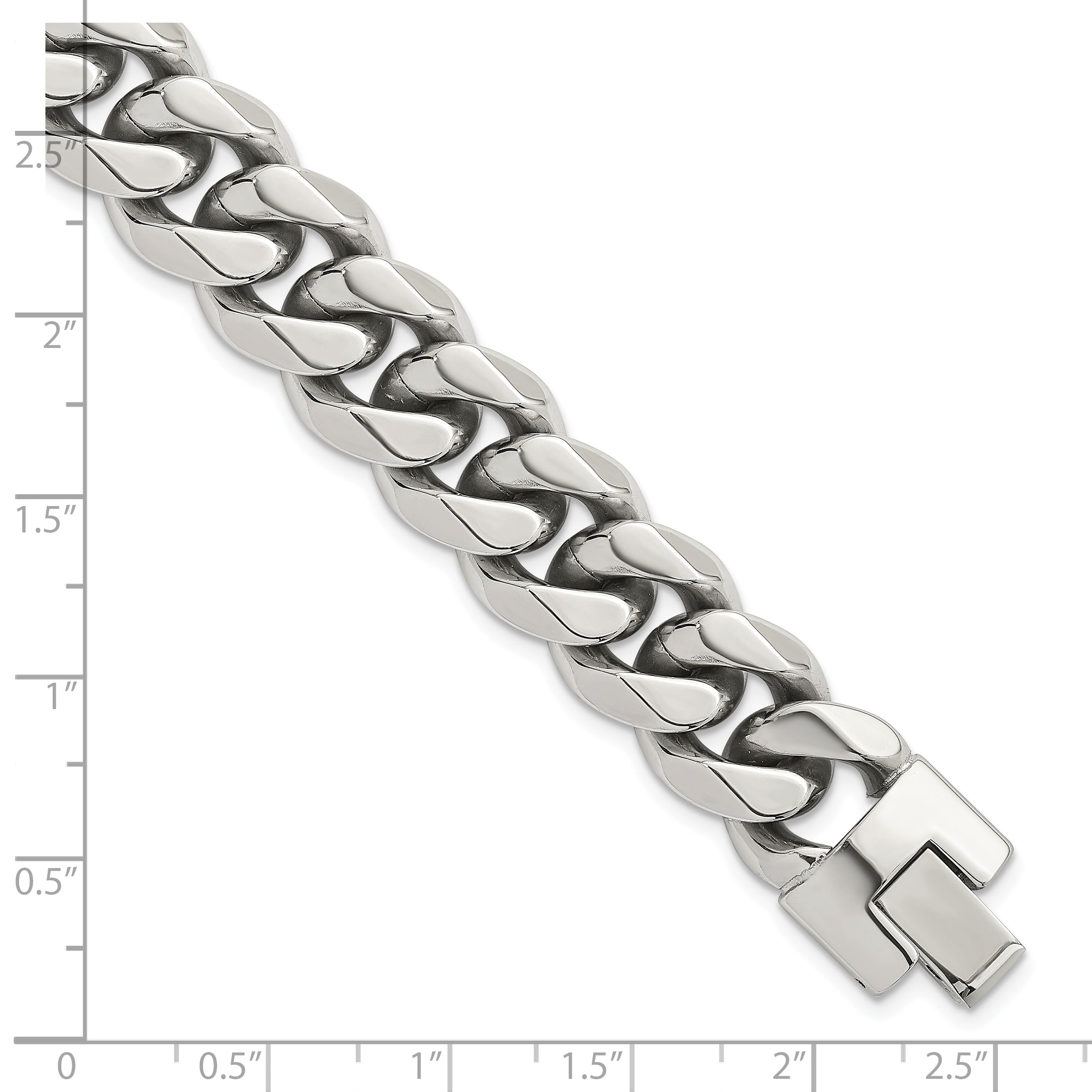 Polished Stainless Steel Curb Chain Bracelet 14mm