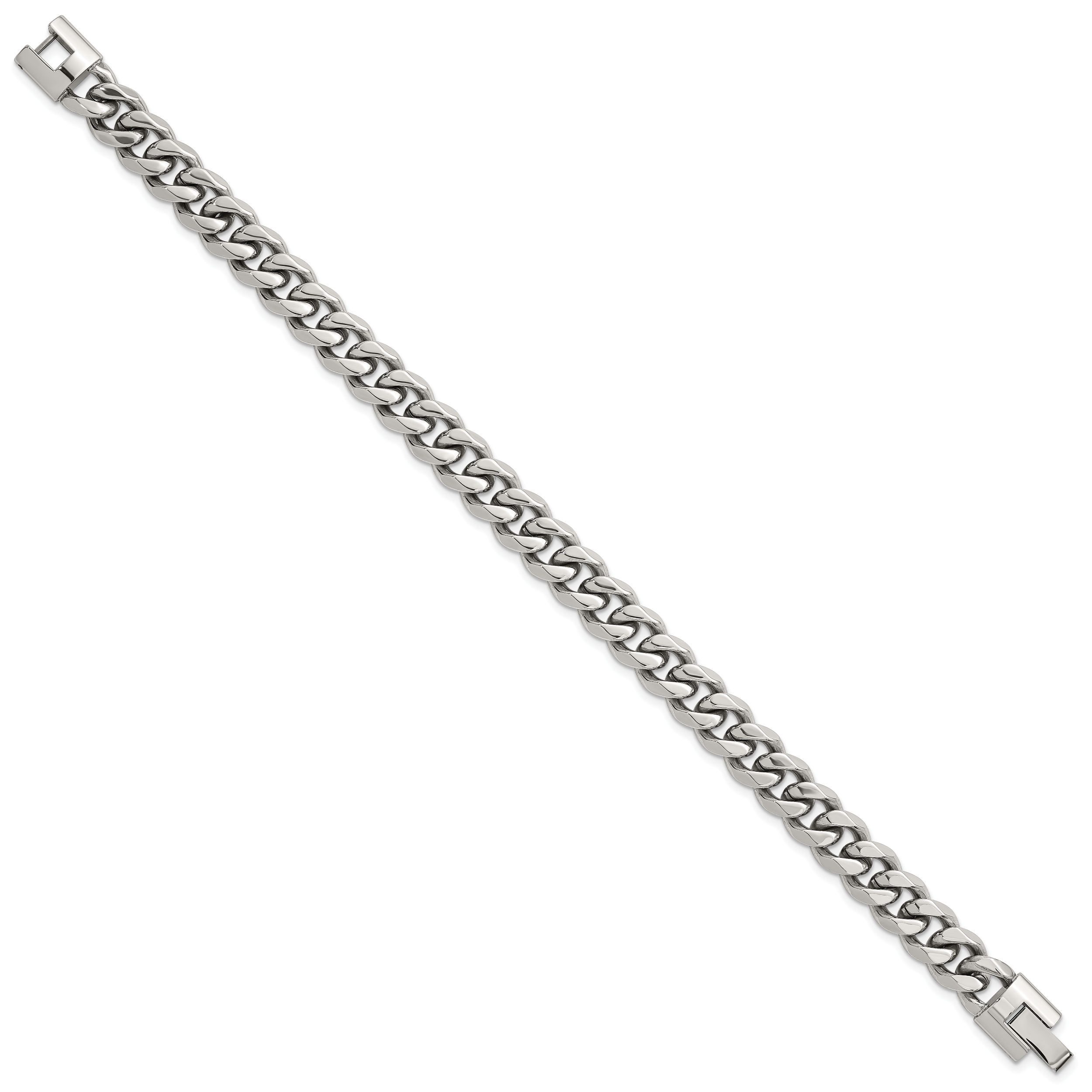 Polished Stainless Steel Curb Chain Bracelet 9mm