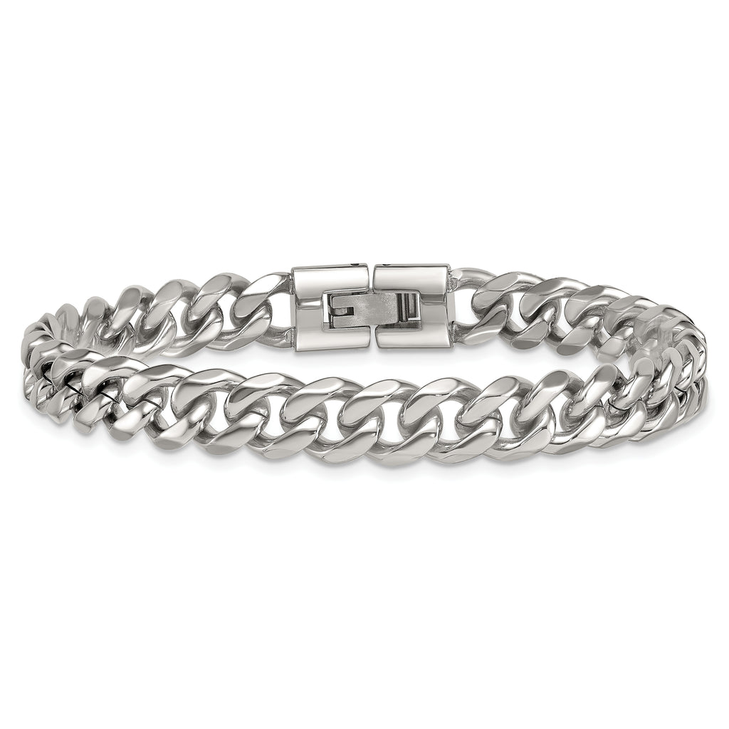 Polished Stainless Steel Curb Chain Bracelet 9mm
