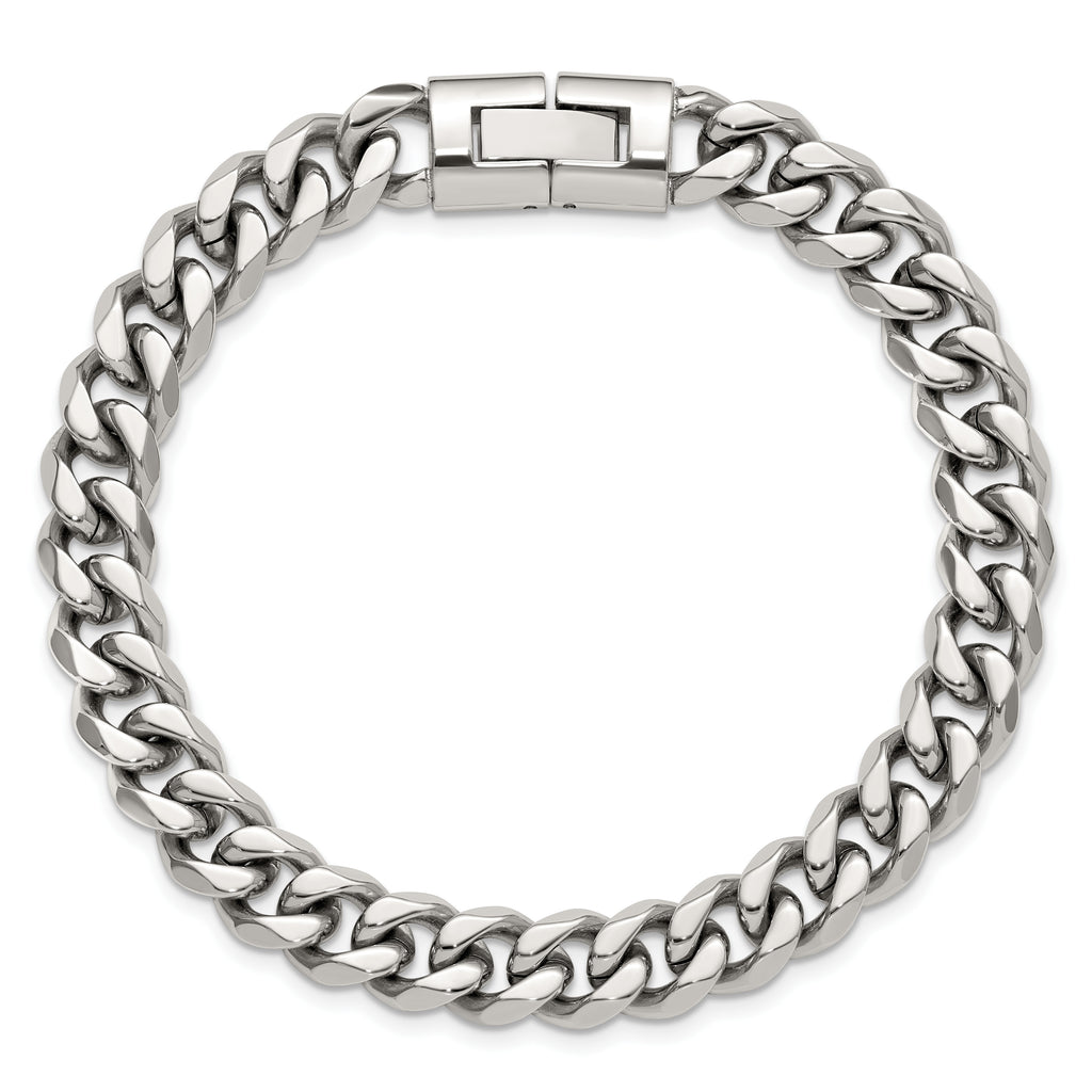 Polished Stainless Steel Curb Chain Bracelet 9mm