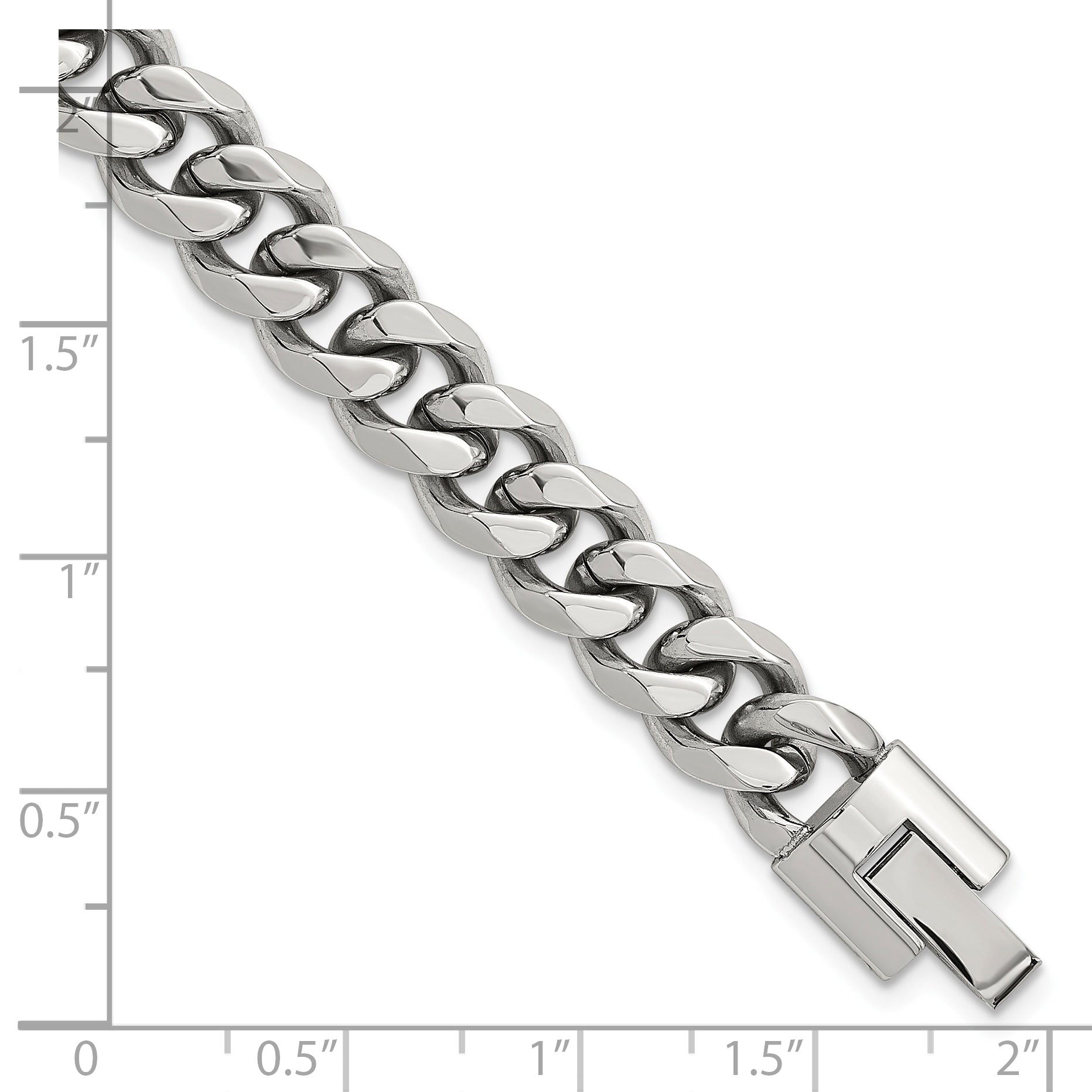 Polished Stainless Steel Curb Chain Bracelet 9mm