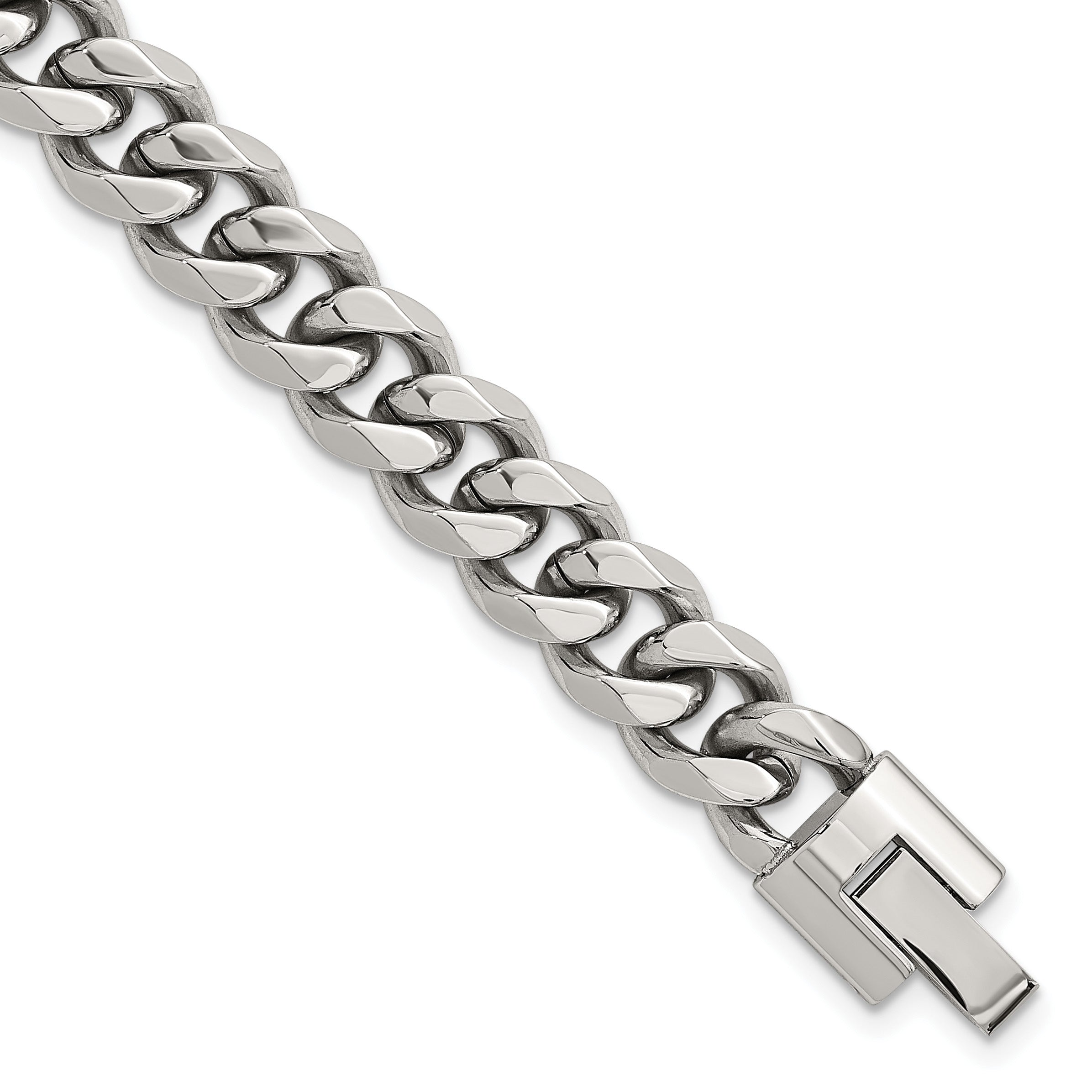 Polished Stainless Steel Curb Chain Bracelet 9mm Main image