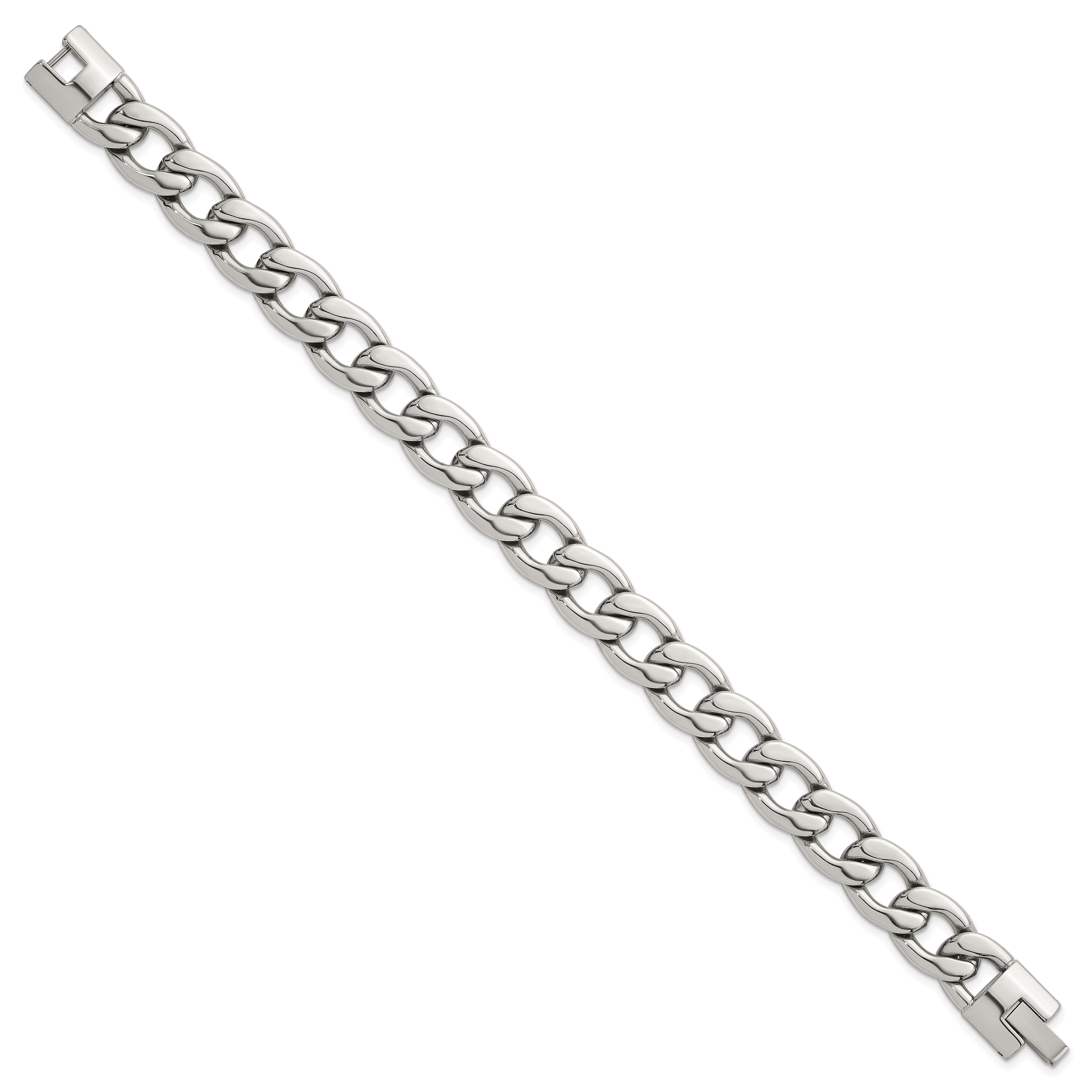 Polished Stainless Steel Curb Chain Bracelet 12mm Secondary image