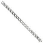 Polished Stainless Steel Curb Chain Bracelet 12mm