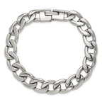 Polished Stainless Steel Curb Chain Bracelet 12mm