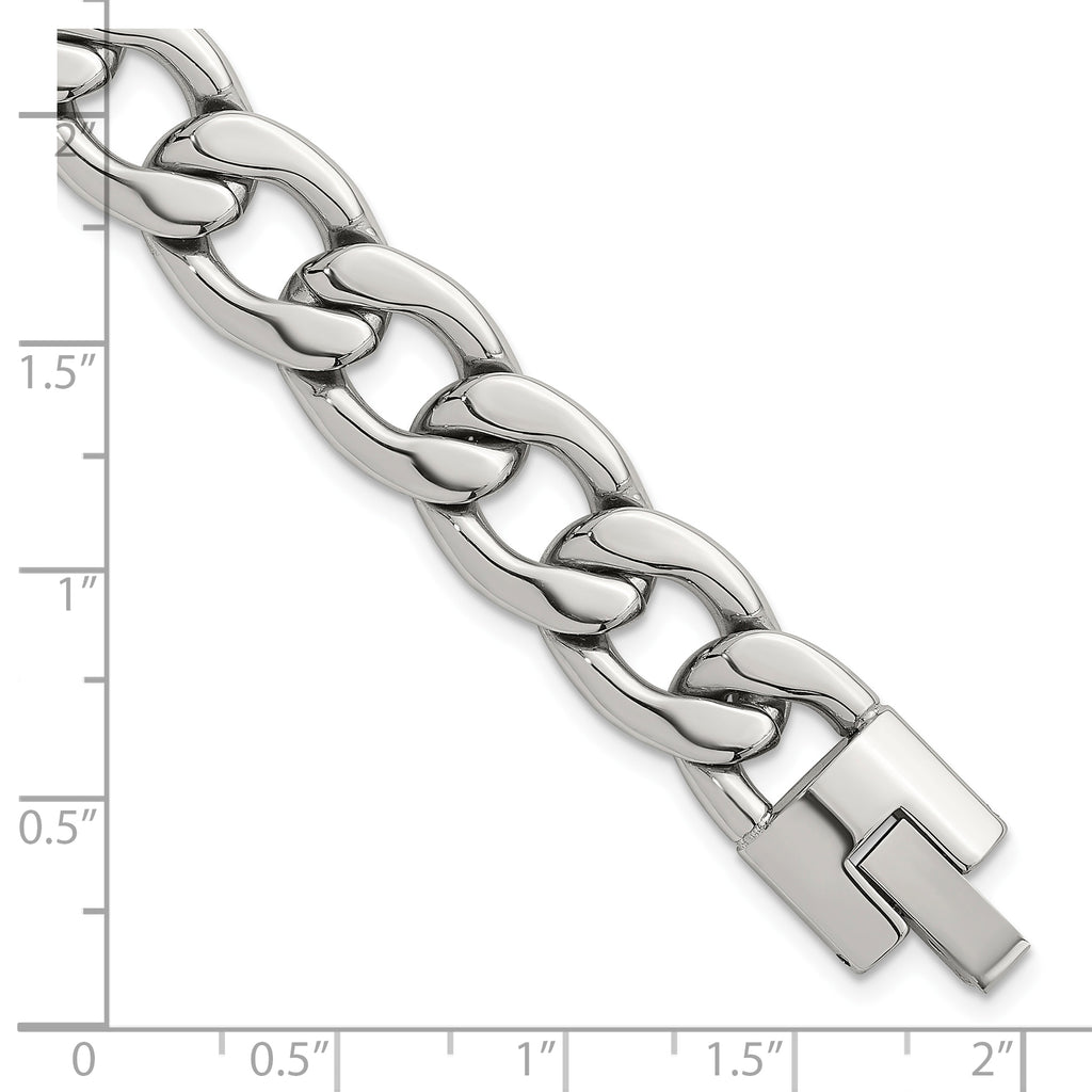 Polished Stainless Steel Curb Chain Bracelet 12mm