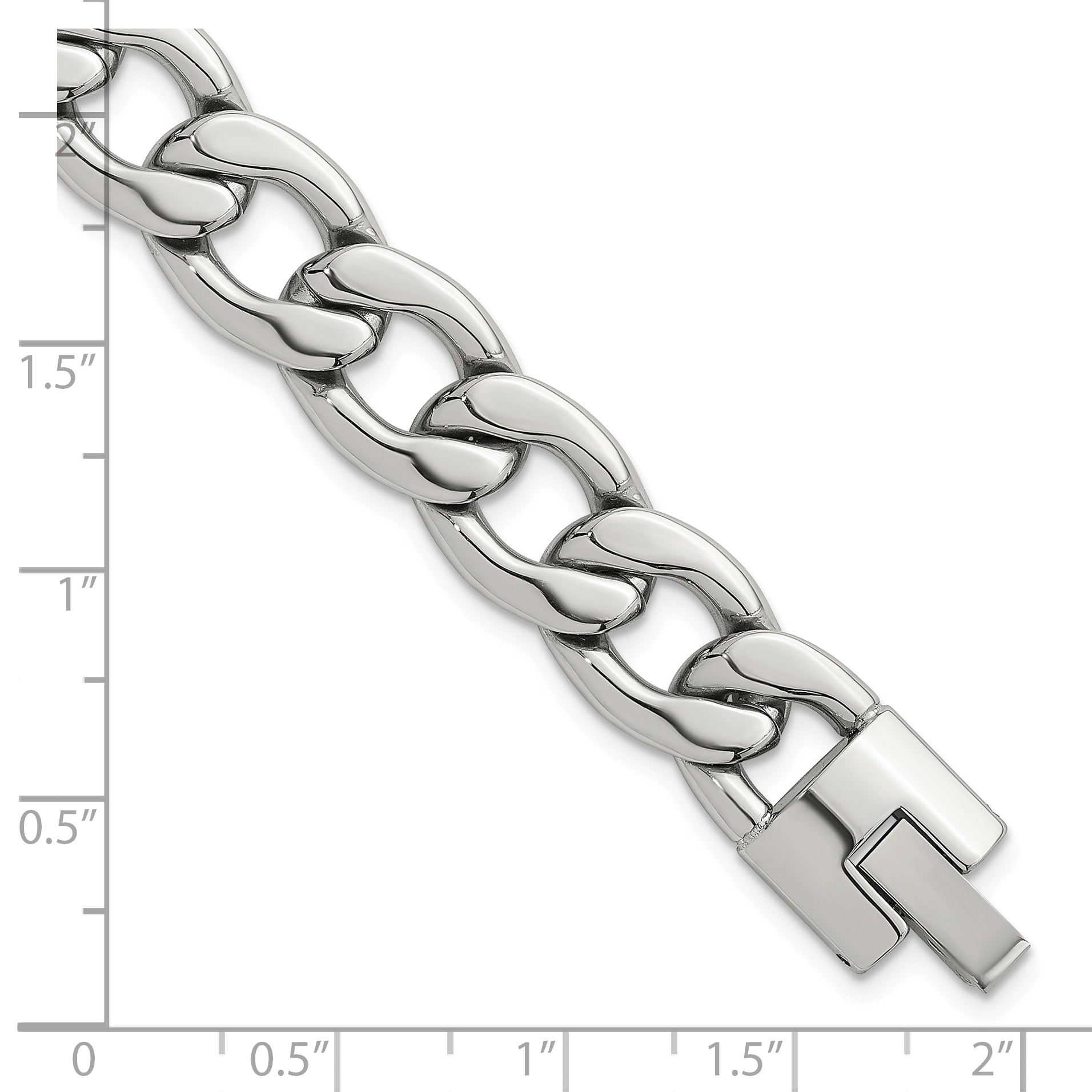 Polished Stainless Steel Curb Chain Bracelet 12mm