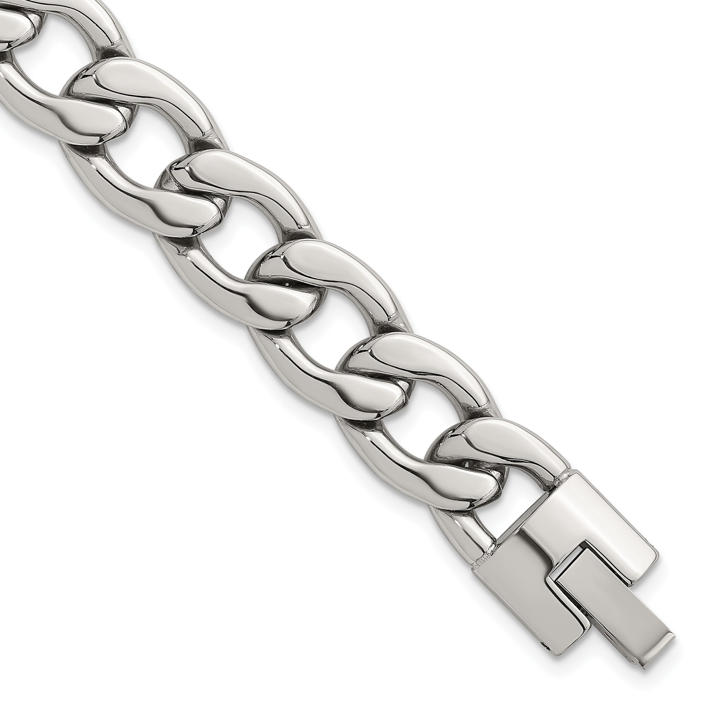 Polished Stainless Steel Curb Chain Bracelet 12mm Main image