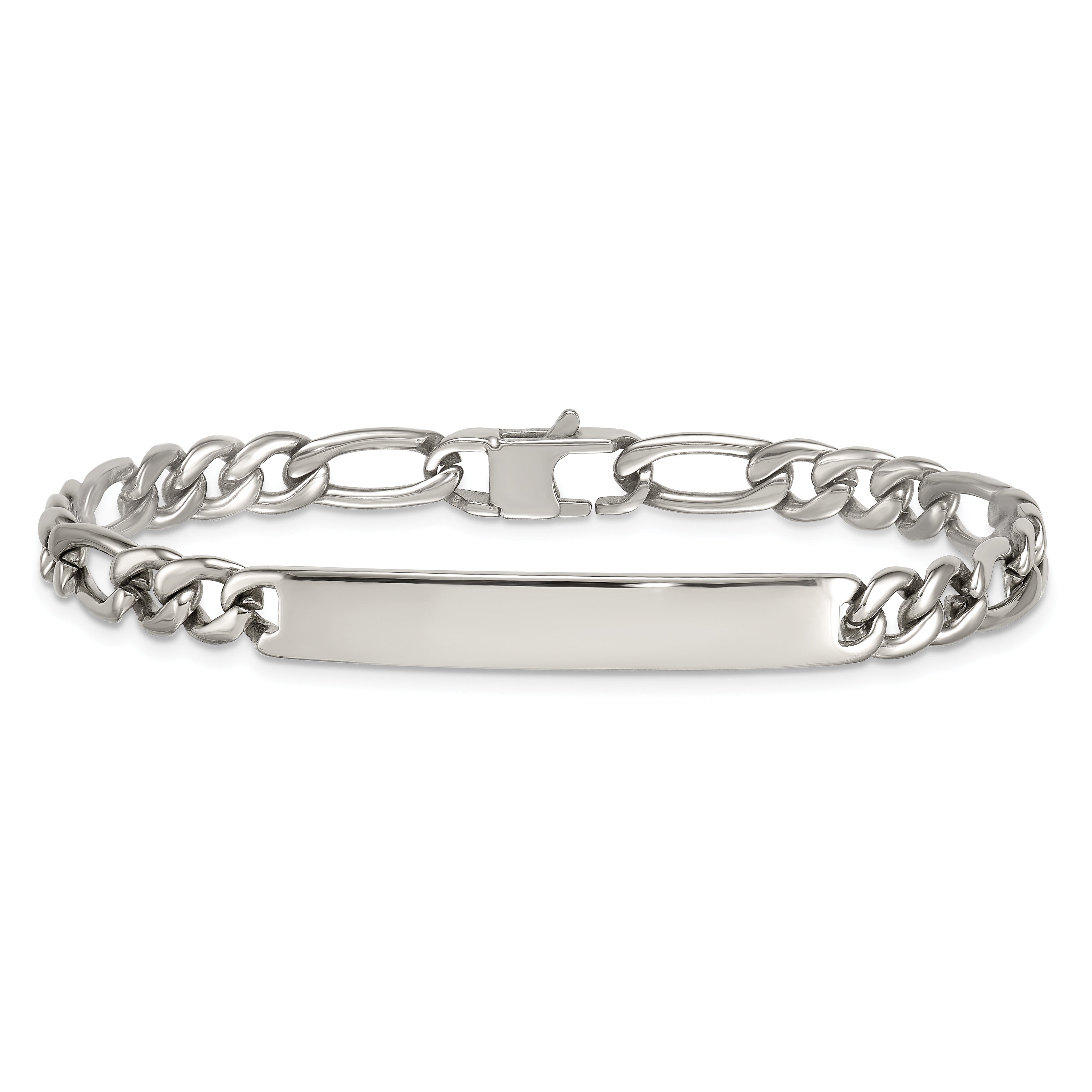 Polished Franco Stainless Steel ID Bracelet 7mm