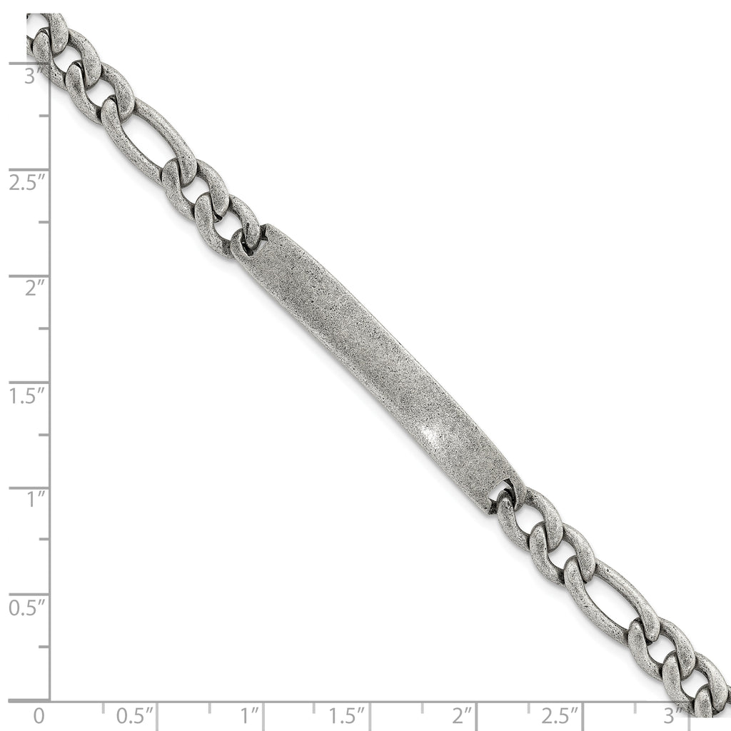 Antiqued Franco Stainless Steel ID Bracelet 7mm