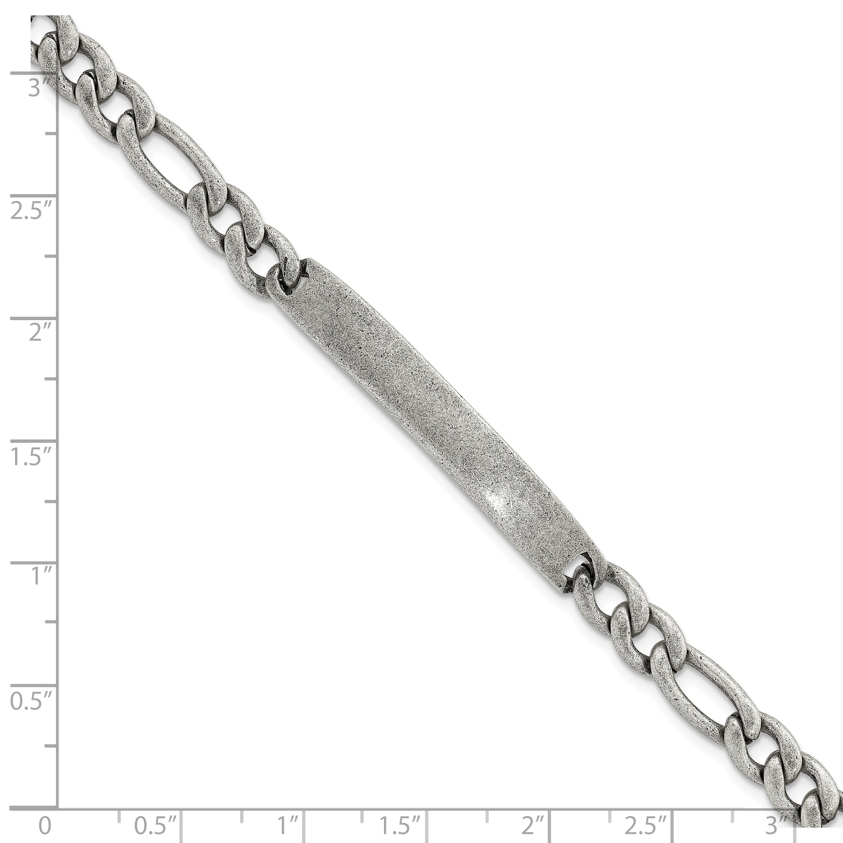 Antiqued Franco Stainless Steel ID Bracelet 7mm