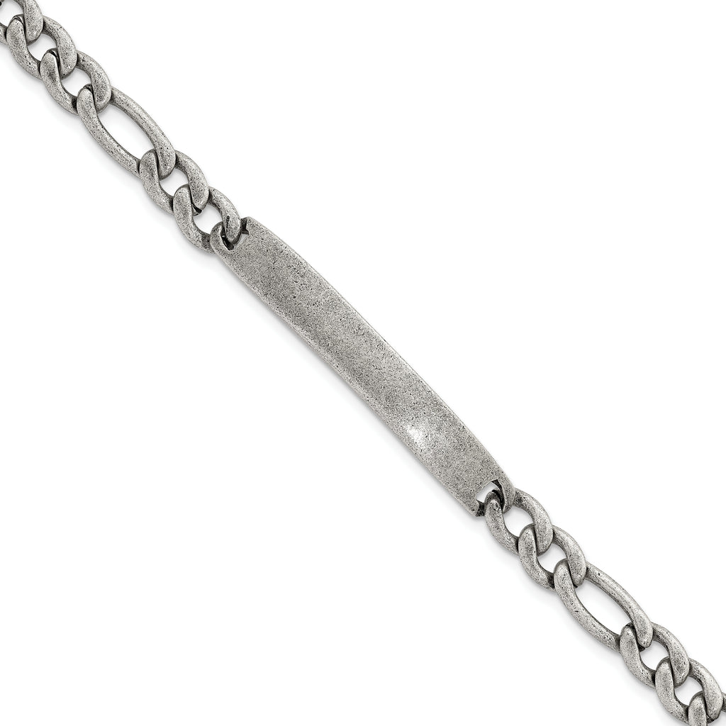 Antiqued Franco Stainless Steel ID Bracelet 7mm