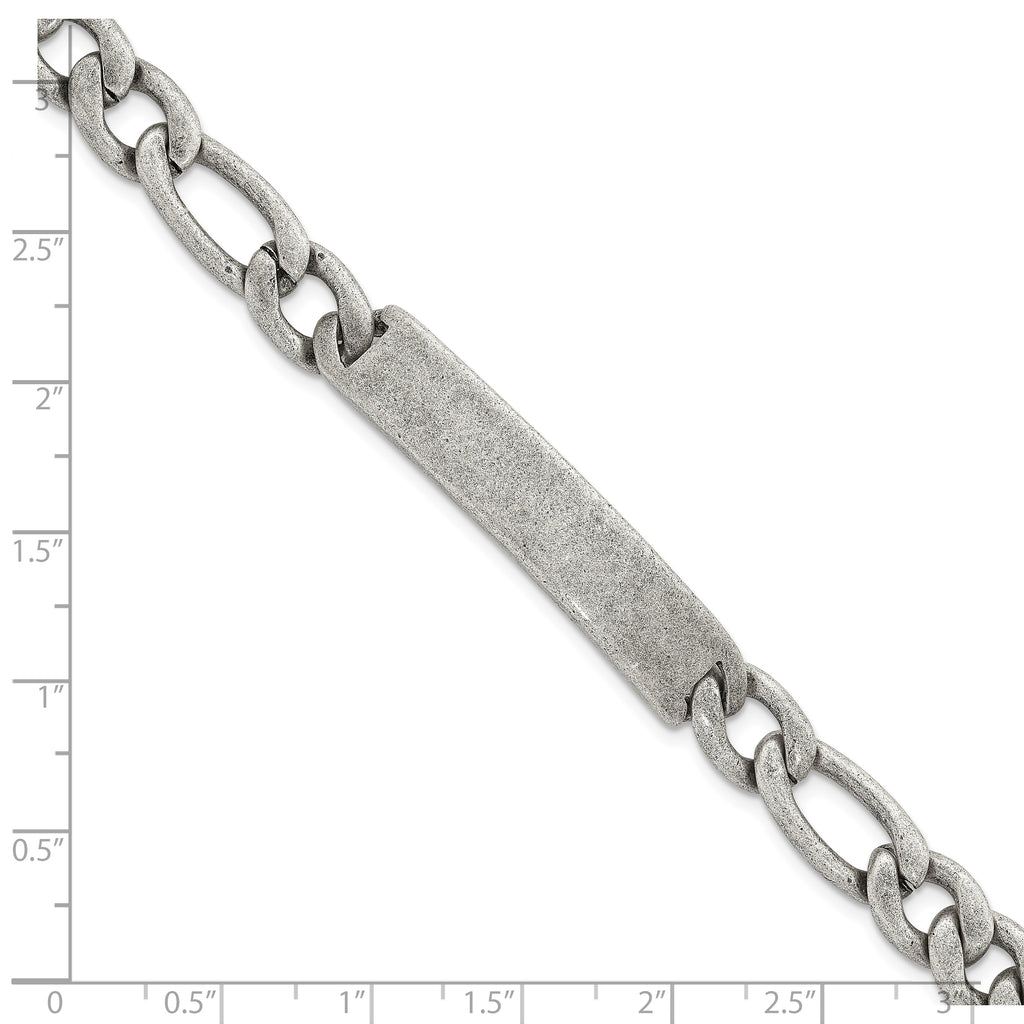 Antiqued Franco Stainless Steel ID Bracelet 9mm