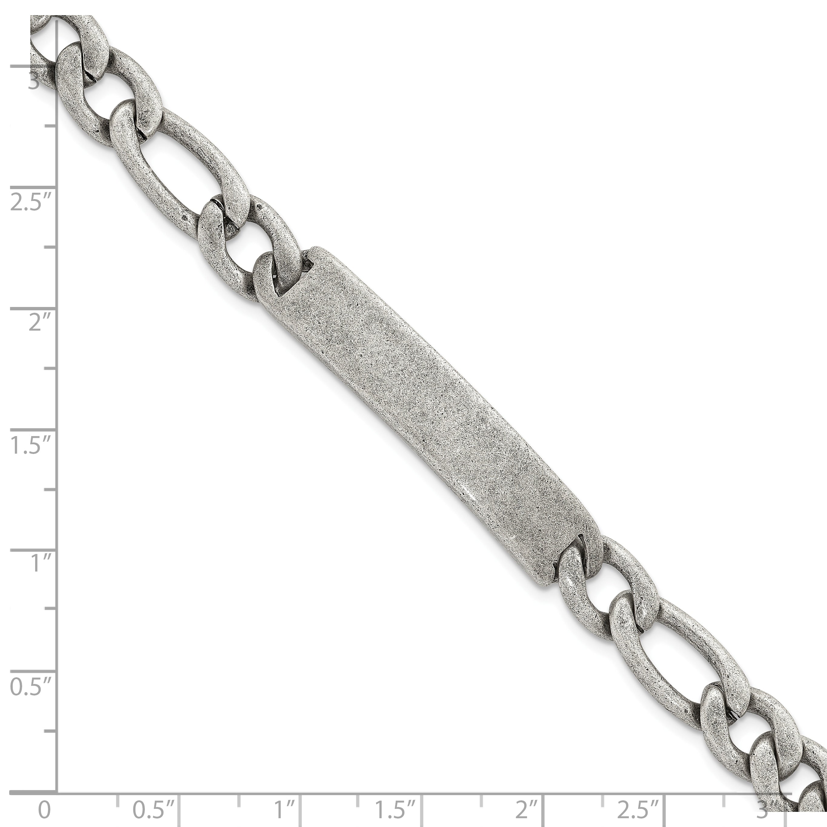 Antiqued Franco Stainless Steel ID Bracelet 9mm