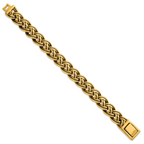 Antiqued Gold-Tone Stainless Steel Bracelet 12mm