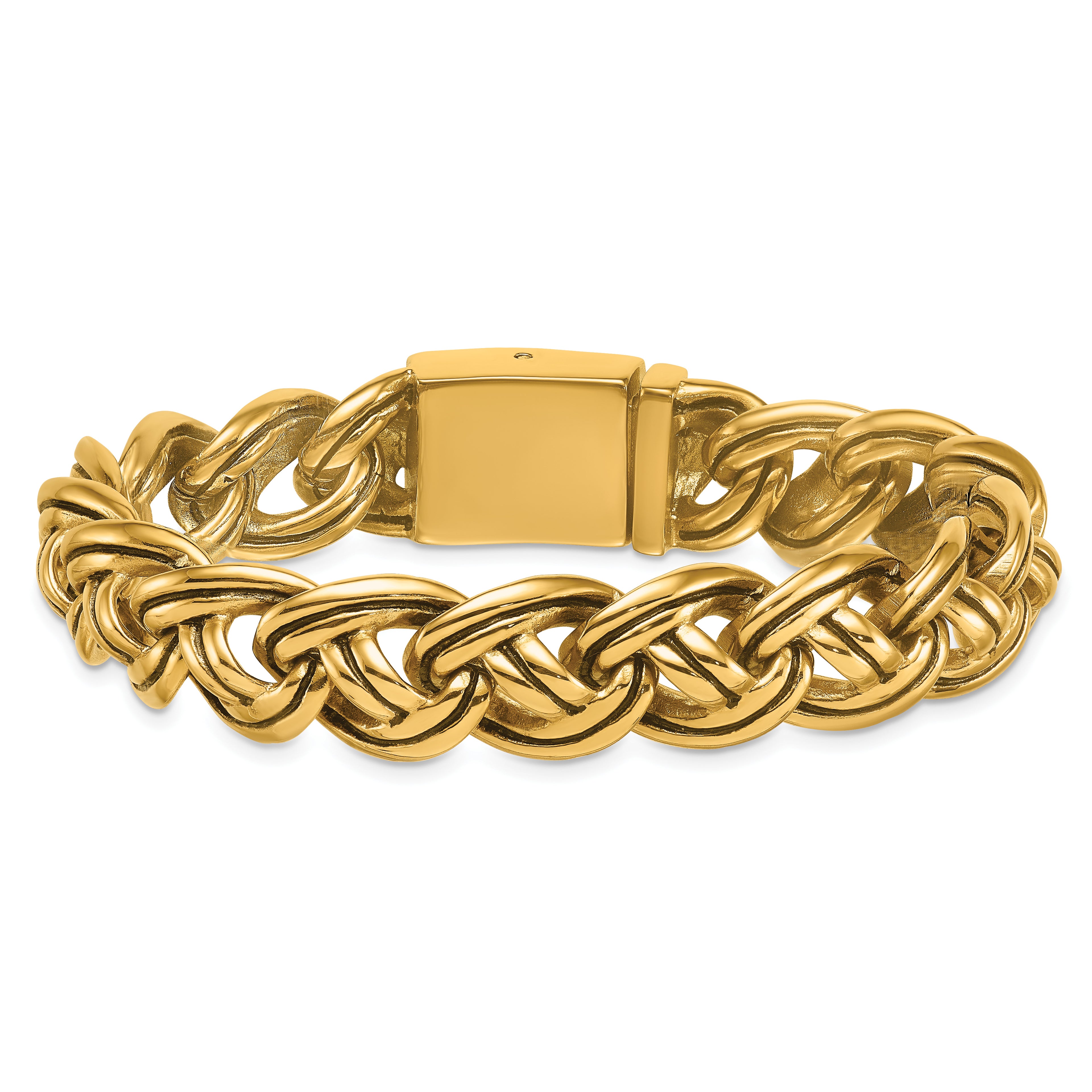Antiqued Gold-Tone Stainless Steel Bracelet 12mm