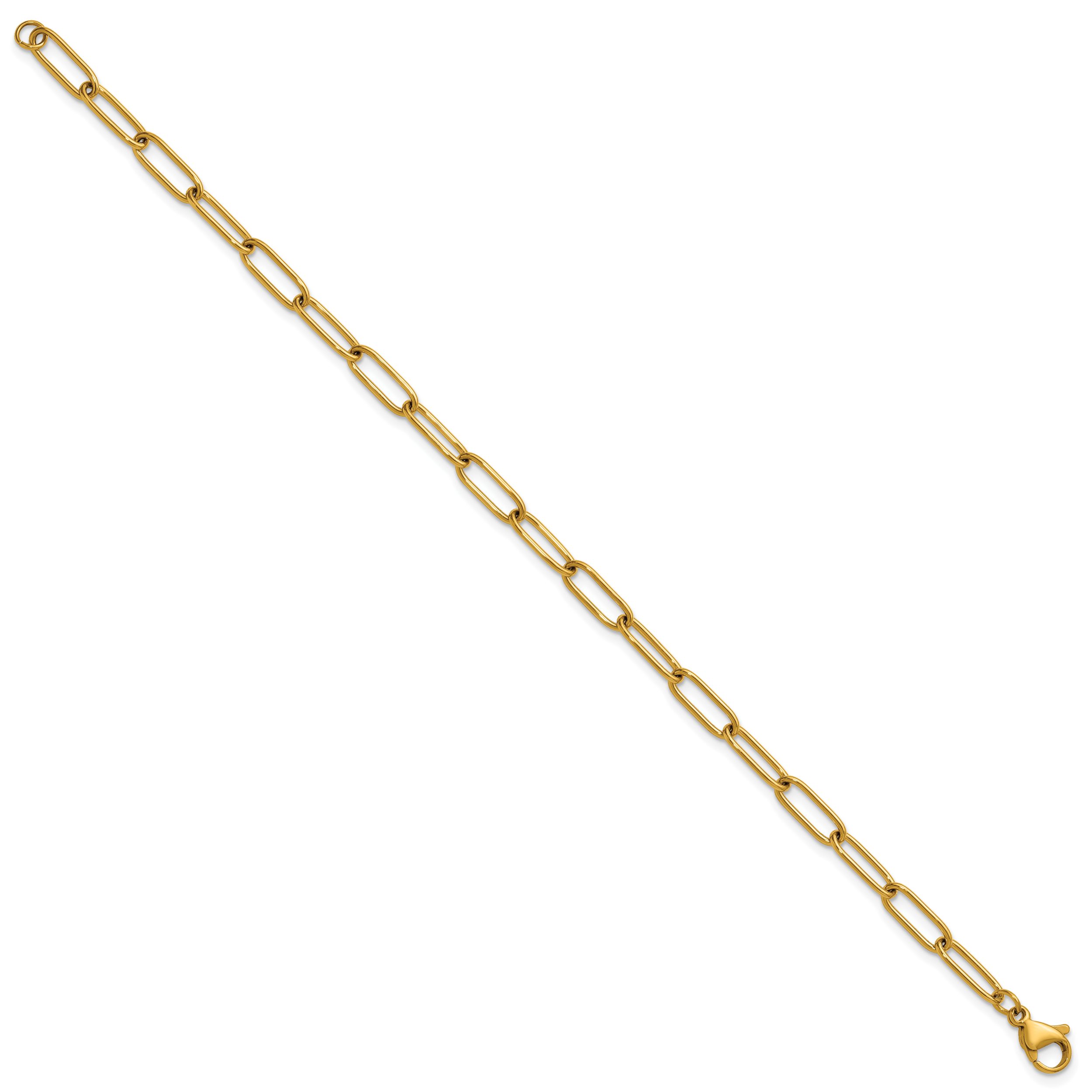 Polished Gold-Tone Stainless Steel Paperclip Chain Bracelet 4.1mm Secondary image