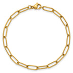Polished Gold-Tone Stainless Steel Paperclip Chain Bracelet 4.1mm