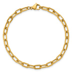 Polished Gold-Tone Stainless Steel Paperclip Chain Bracelet 4.25mm