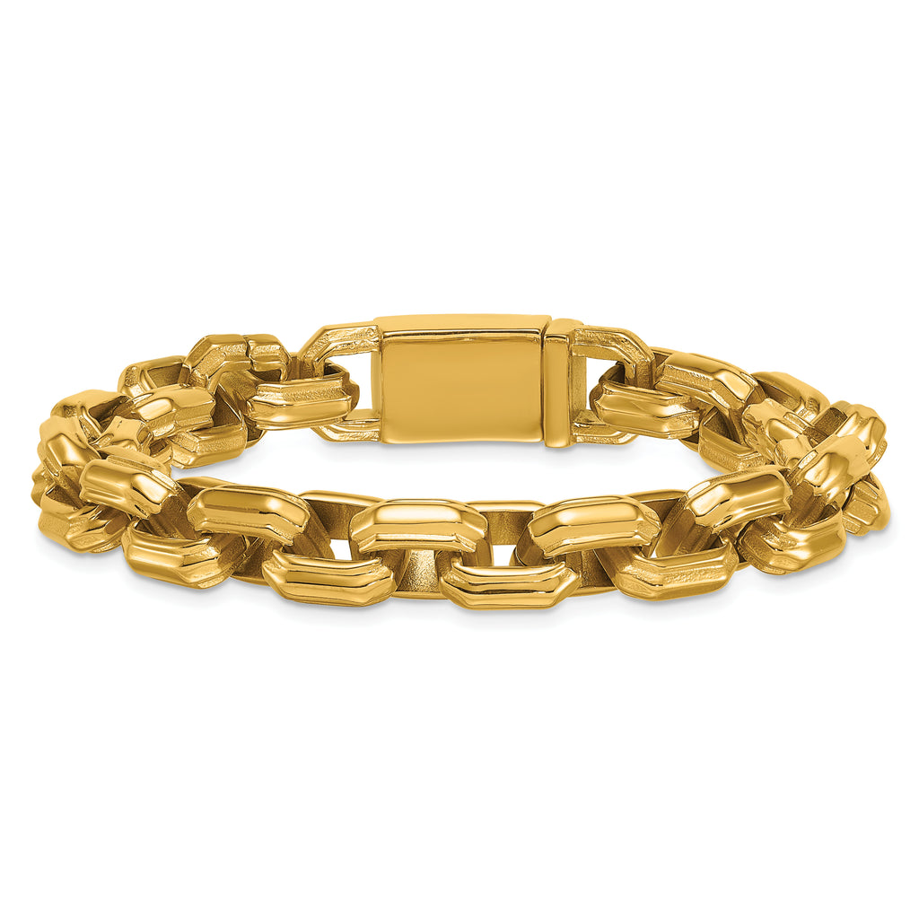 Polished Gold-Tone Stainless Steel Bracelet 11.5mm
