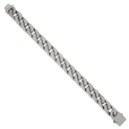 Polished Cubic Zirconia Stainless Steel Cable Chain Bracelet 12mm