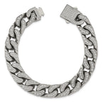 Polished Cubic Zirconia Stainless Steel Cable Chain Bracelet 12mm