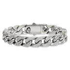 Polished Cubic Zirconia Stainless Steel Cable Chain Bracelet 12mm