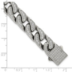 Polished Cubic Zirconia Stainless Steel Cable Chain Bracelet 12mm