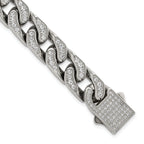 Polished Cubic Zirconia Stainless Steel Cable Chain Bracelet 12mm