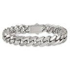Polished Cubic Zirconia Stainless Steel Cable Chain Bracelet 12mm 8.5in