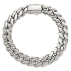 Polished Cubic Zirconia Stainless Steel Cable Chain Bracelet 12mm 8.5in