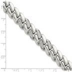 Polished Cubic Zirconia Stainless Steel Cable Chain Bracelet 12mm 8.5in