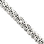 Polished Cubic Zirconia Stainless Steel Cable Chain Bracelet 12mm 8.5in