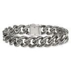 Antiqued Stainless Steel Cable Chain Bracelet 14mm
