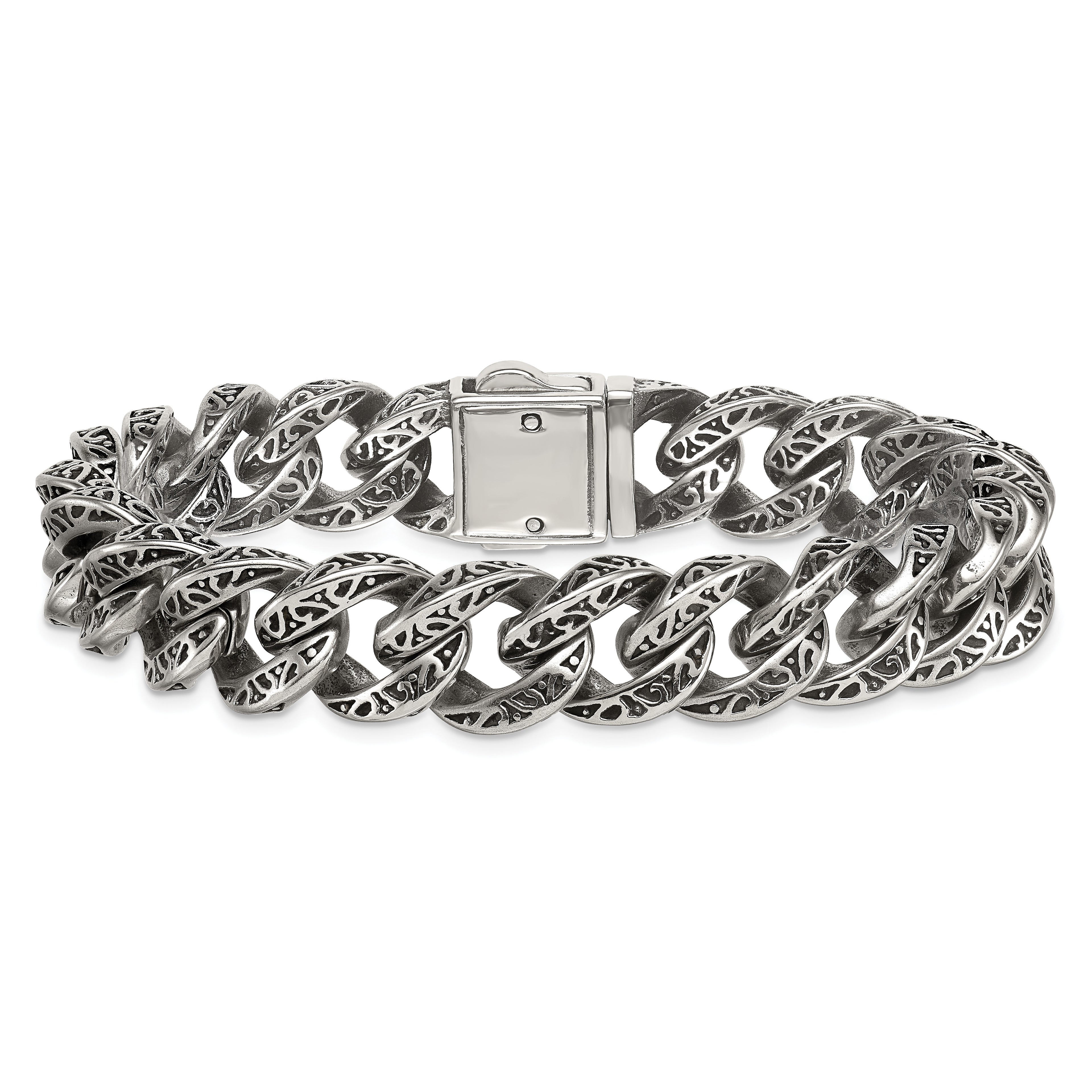Antiqued Stainless Steel Cable Chain Bracelet 14mm
