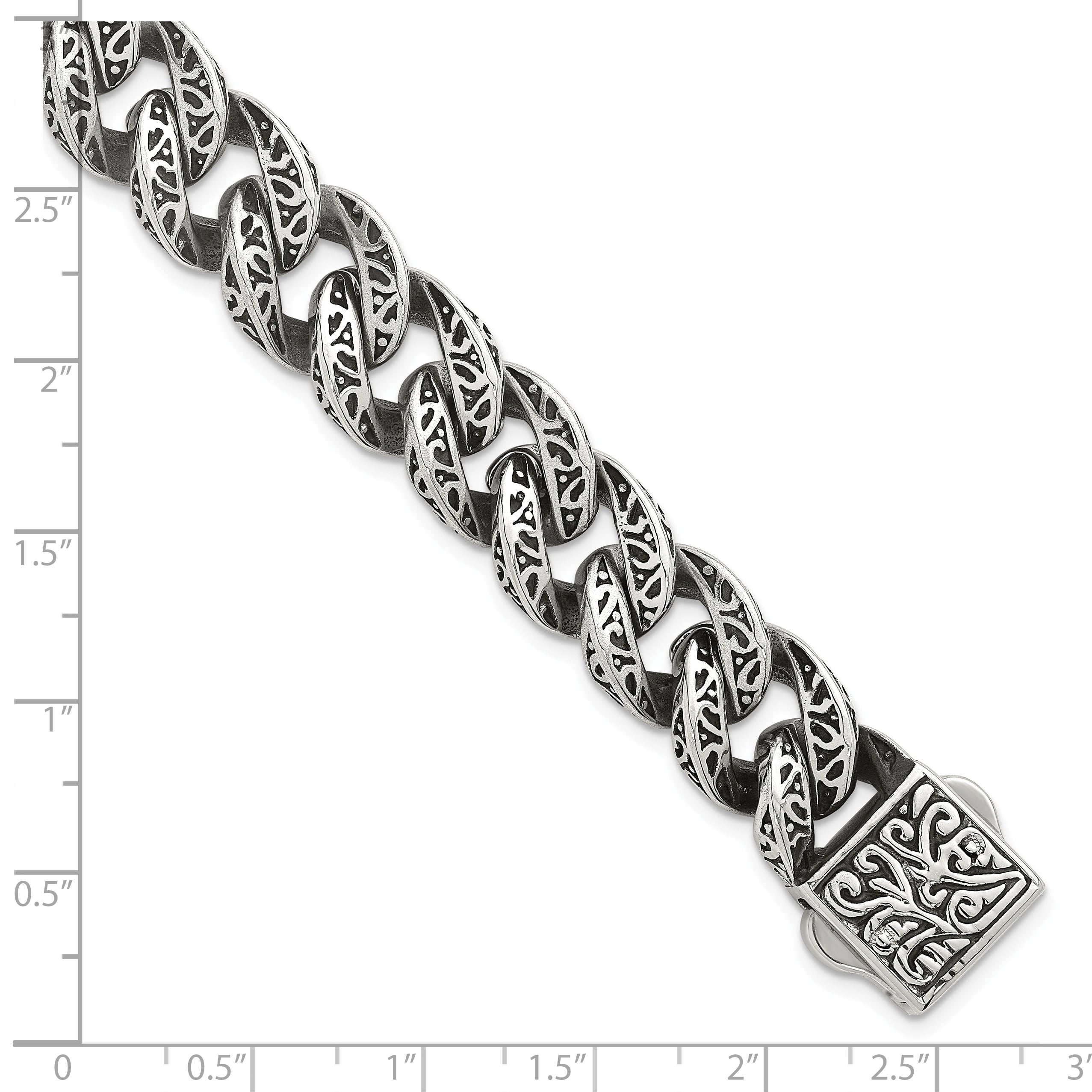 Antiqued Stainless Steel Cable Chain Bracelet 14mm