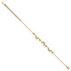 Gold-Tone Polished Crystal Moon and Stars Stainless Steel Bracelet