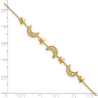Gold-Tone Polished Crystal Moon and Stars Stainless Steel Bracelet