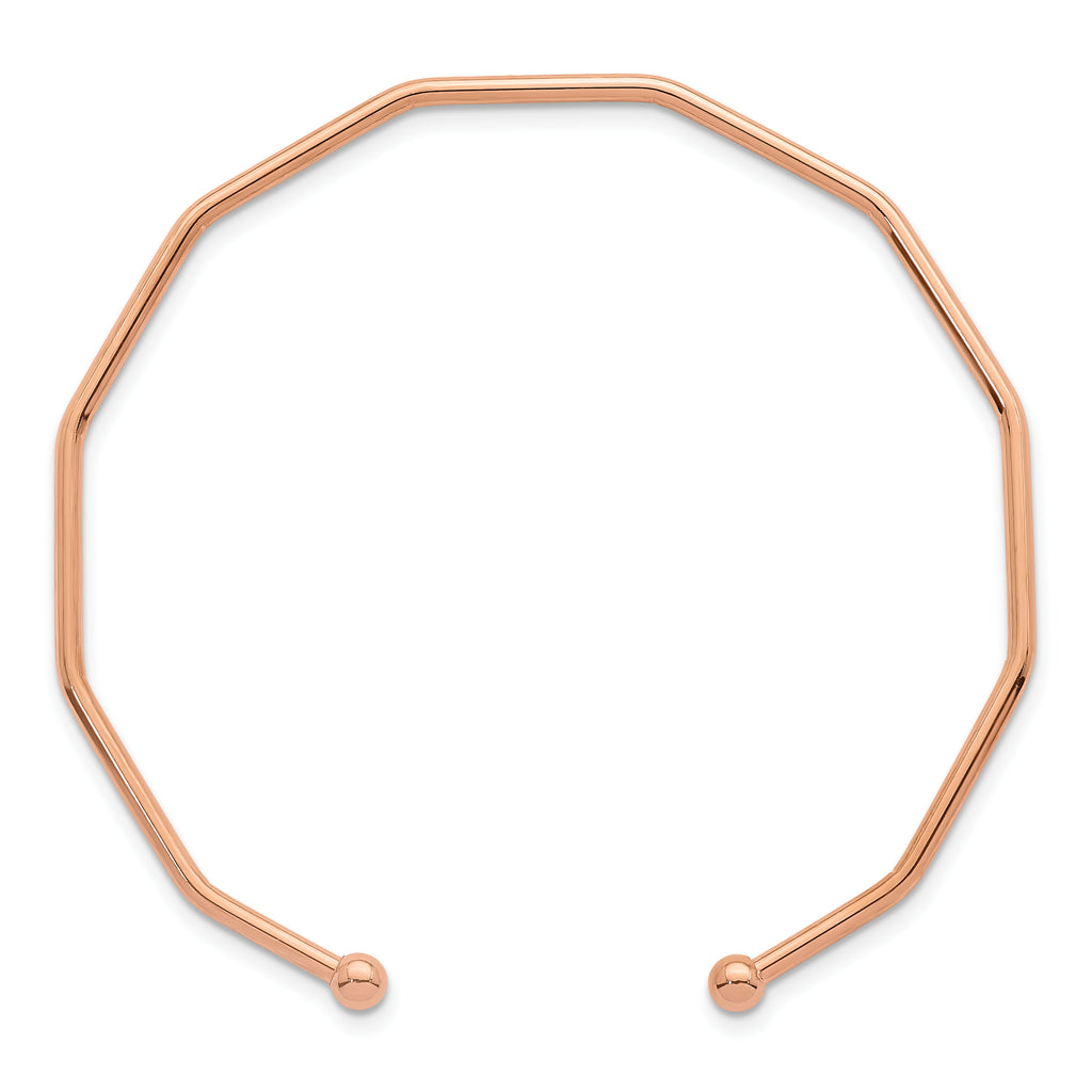 Polished Rose-Tone Stainless Steel Bangle Bracelet 2mm
