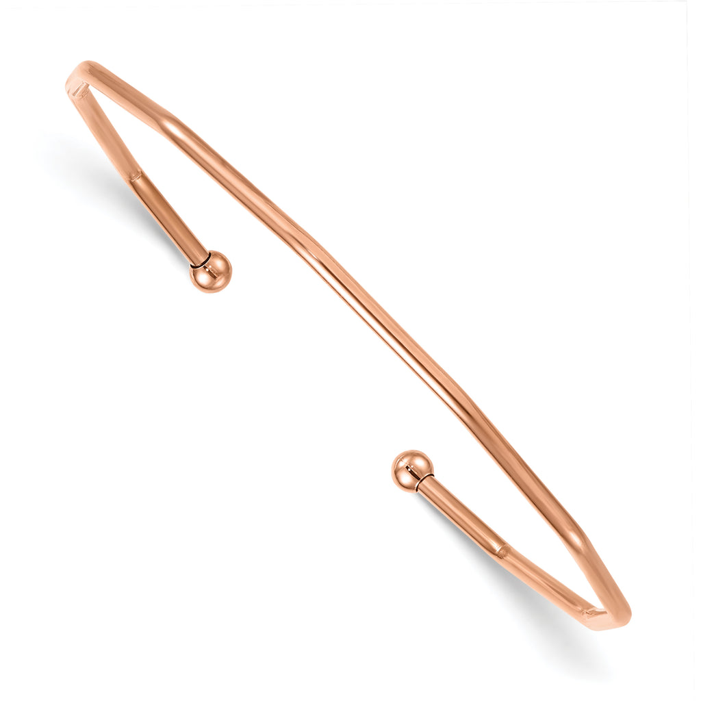 Polished Rose-Tone Stainless Steel Bangle Bracelet 2mm