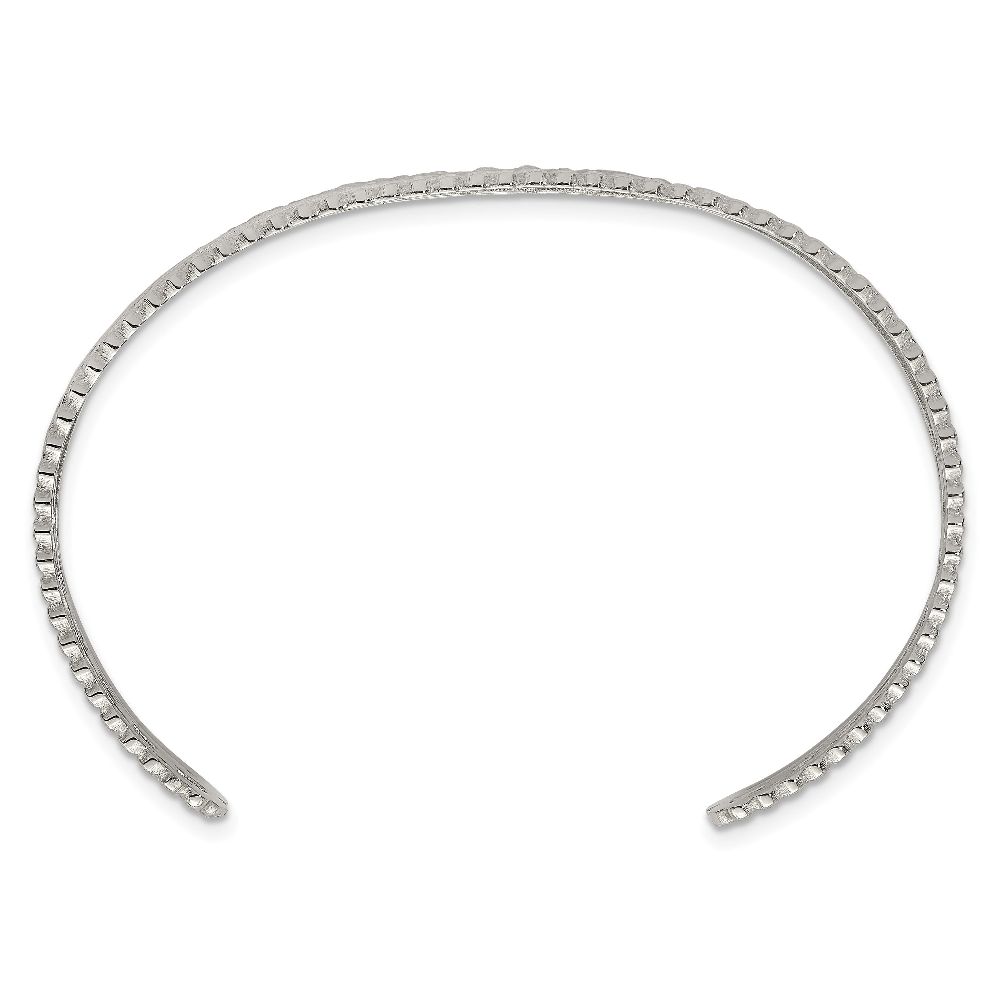 Polished Textured Stainless Steel Bangle Bracelet 15.6mm Secondary image