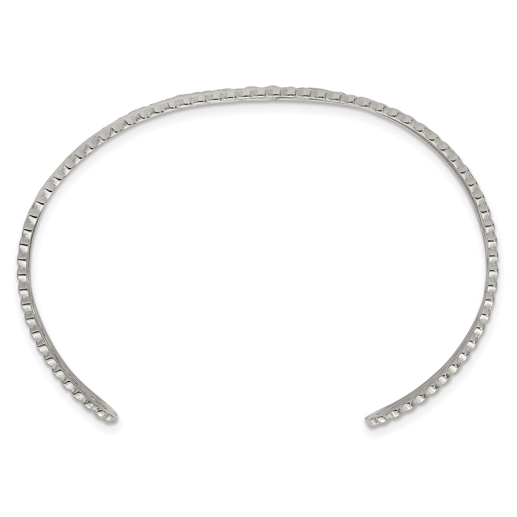 Polished Textured Stainless Steel Bangle Bracelet 15.6mm