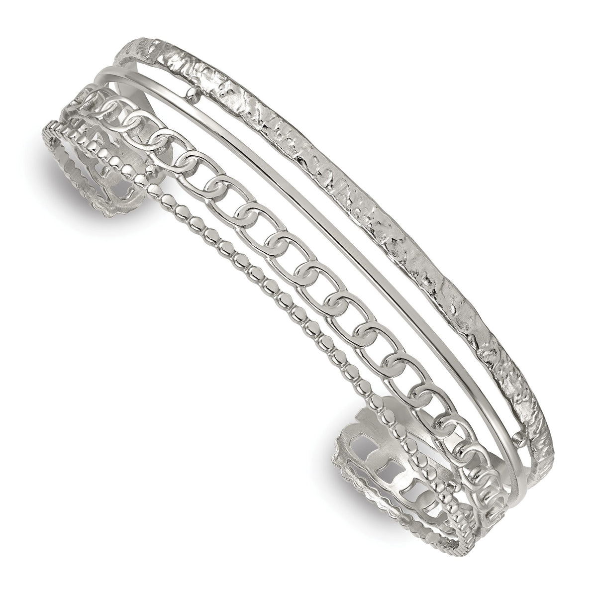 Bangle Bracelet in Stainless Steel, 15.6mm Textured - Sophia Jewelers Main image