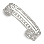 Polished Textured Stainless Steel Bangle Bracelet 15.6mm