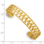 Gold-Tone Polished Leaf Stainless Steel Bangle Bracelet 12.25mm
