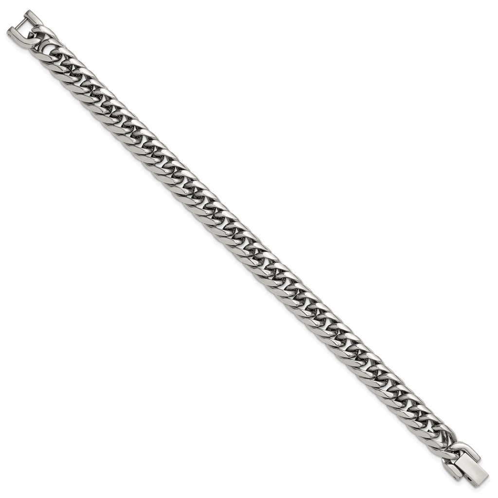 Polished Stainless Steel Cuban Chain Bracelet 9mm