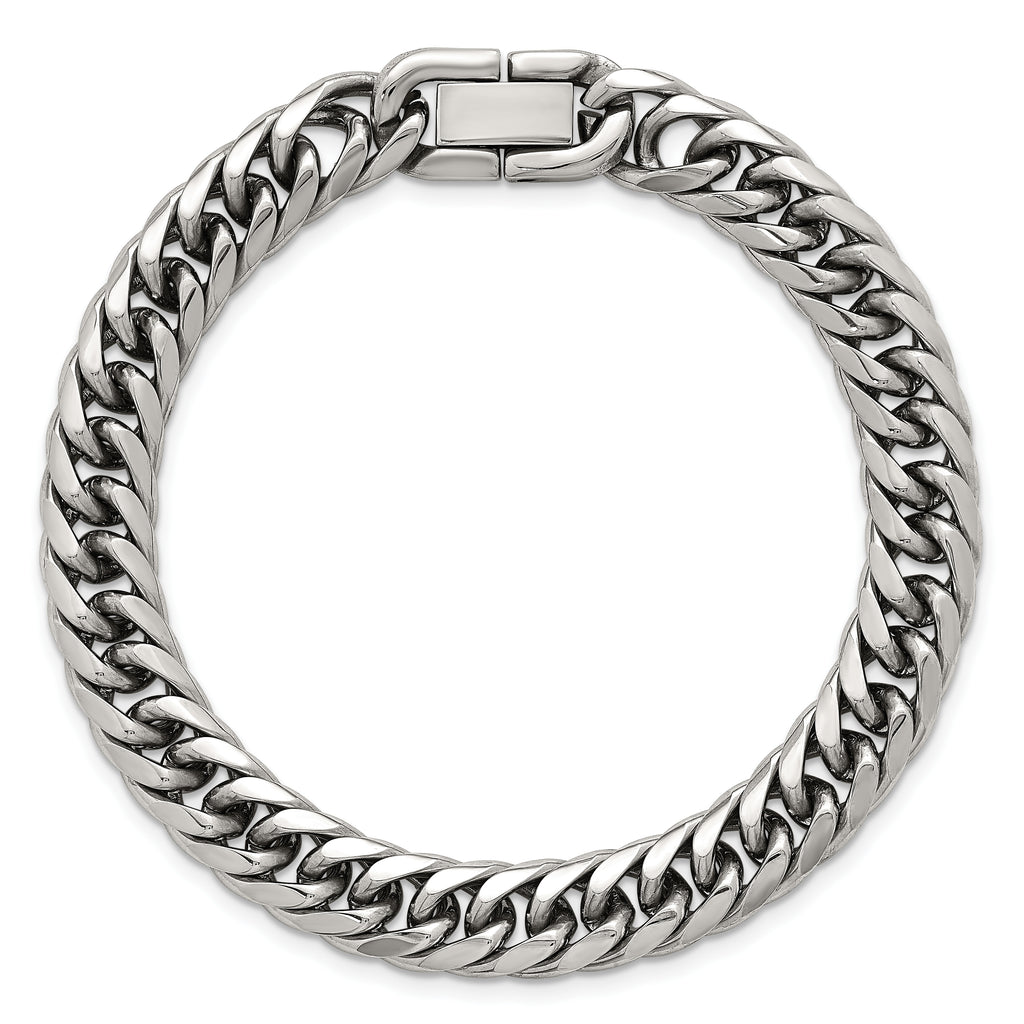 Polished Stainless Steel Cuban Chain Bracelet 9mm