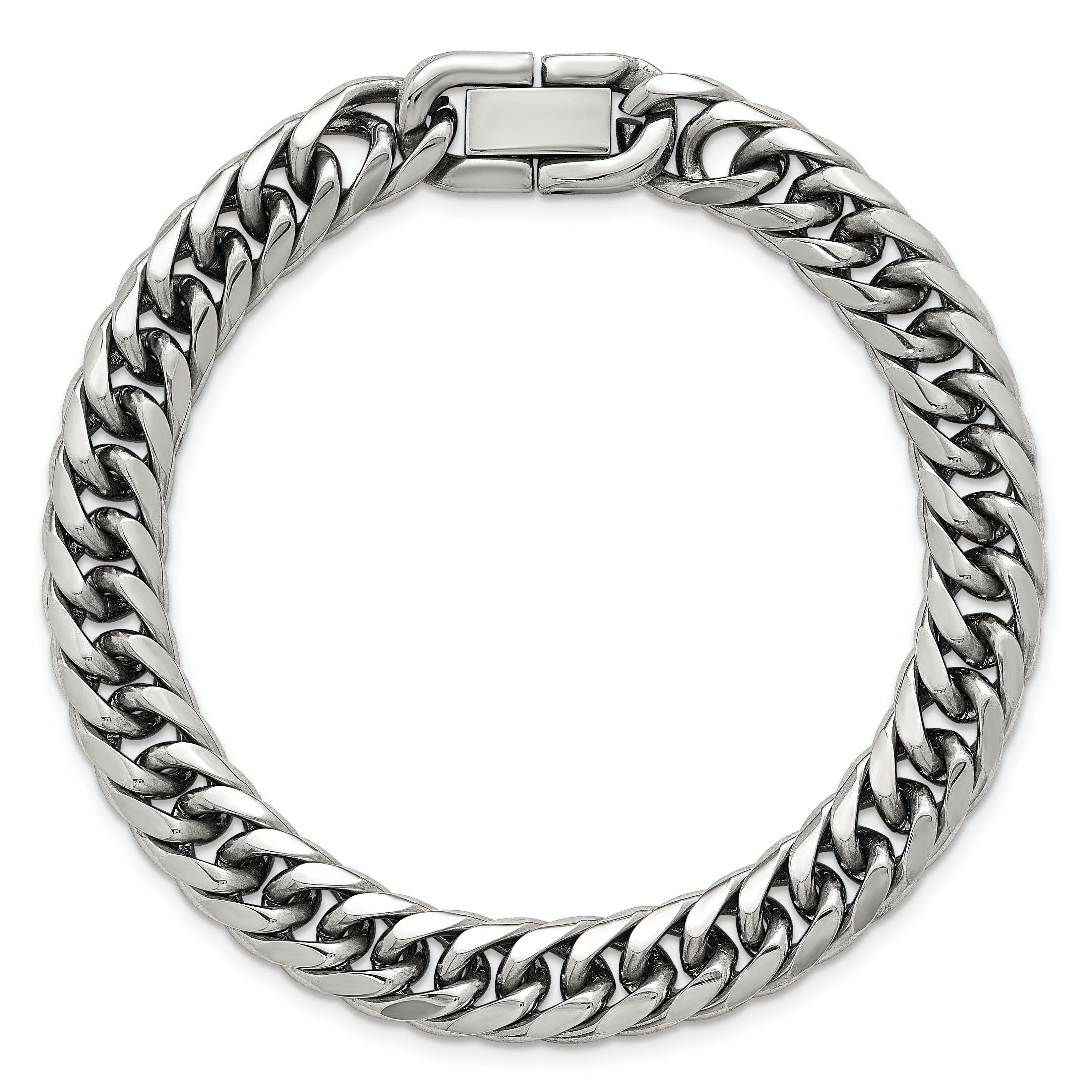 Polished Stainless Steel Cuban Chain Bracelet 9mm