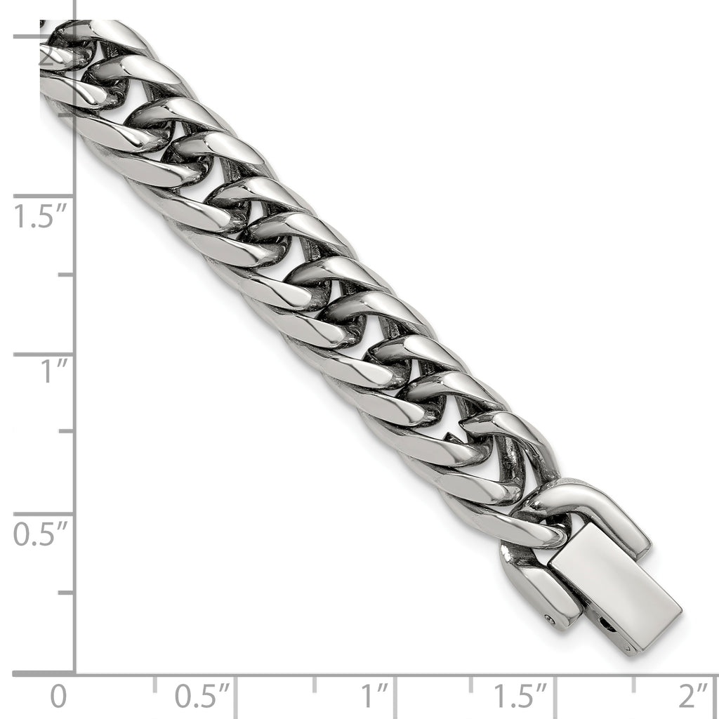 Polished Stainless Steel Cuban Chain Bracelet 9mm